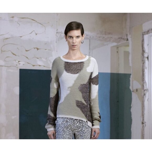 Zadig & Voltaire SZ S Master Camo Knit Mesh Sweater Asymmetrical NWOT - Picture 1 of 16
